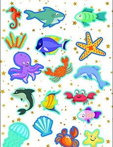 Óceán Aquatic animals pufi szivacs matrica szett