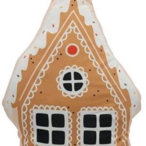 Mézeskalács házikó Sweet Karácsonyi formapárna, díszpárna 40x34 cm Velúr