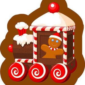 Mézeskalács vonat Gingy Karácsonyi formapárna, díszpárna 40x35 cm Velúr