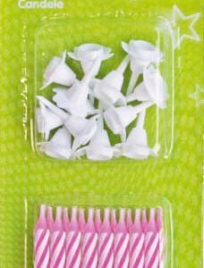 Színes Pink spirál tortagyertya, gyertya szett 24 db-os