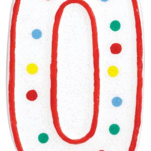 Pöttyös Spot tortagyertya, számgyertya 0-ás