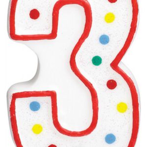 Pöttyös Spot tortagyertya, számgyertya 3-as