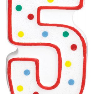 Pöttyös Spot tortagyertya, számgyertya 5-ös