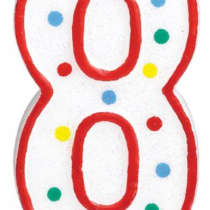 Pöttyös Spot tortagyertya, számgyertya 8-as