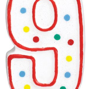 Pöttyös Spot tortagyertya, számgyertya 9-es