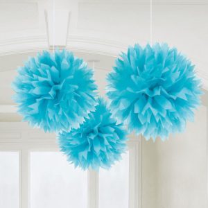 Kék Caribbean Blue függő pom pom dekoráció 3 db-os