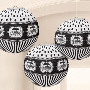 Happy Birthday Black függő dekoráció 3 db-os