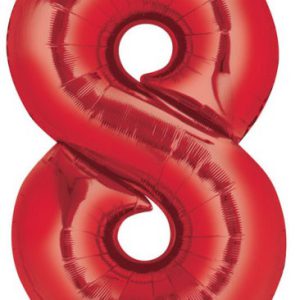 Színes Red óriás szám fólia lufi 8-as, 86x53 cm