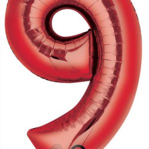 Színes Red Óriás 9-es szám fólia lufi 86x55 cm