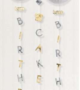 Színes Gold Happy Birthday függő dekoráció 3 db-os szett