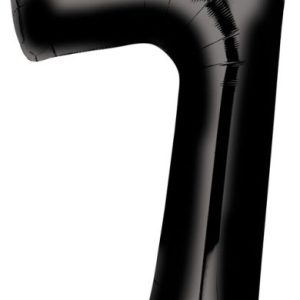 Fekete Black óriás szám fólia lufi 7-es,  88x55 cm