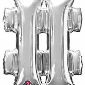 Ezüst Silver mini fólia lufi hashtag ikon 33 cm