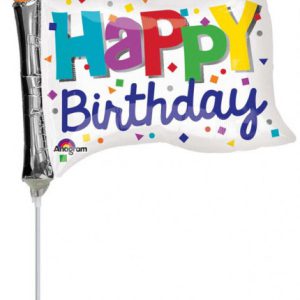 Happy Birthday Dots zászló mini fólia lufi 25 cm (WP)