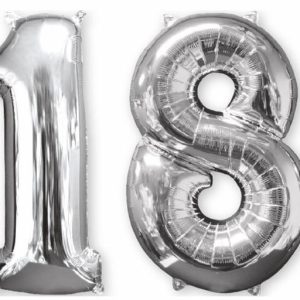 Szám Fólia lufi 18-as, Silver 66 cm