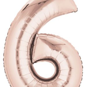 Színes Rose Gold óriás szám fólia lufi 6-os 86x55 cm
