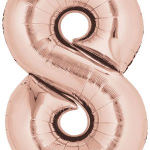 Színes Rose Gold óriás szám fólia lufi 8-as 86x53 cm