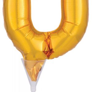 Arany Gold 0-ás szám fólia lufi tortára 15 cm