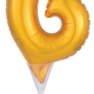 Arany Gold 6-os szám fólia lufi tortára 15 cm