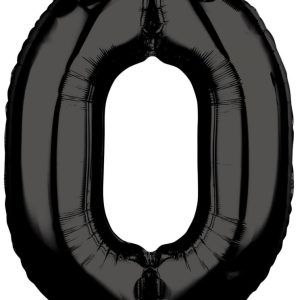 Black Szám 0 Fólia lufi 66x50 cm