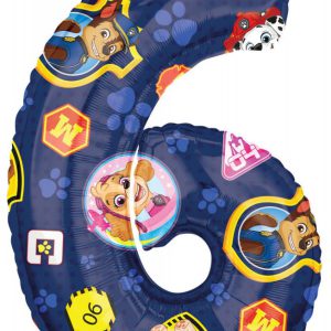 Mancs Őrjárat Fólia lufi 6-os szám 66 cm