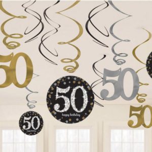 Happy Birthday Gold 50 Szalag dekoráció 12 db-os szett