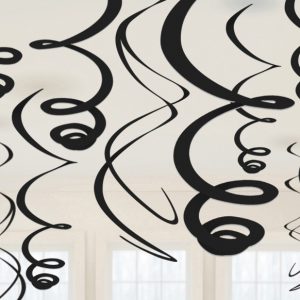 Fekete Black szalag dekoráció 12 db-os szett