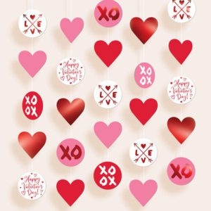 Happy Valentine's Day Heart függő dekoráció 5 db-os szett