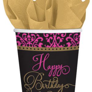 Happy Birthday Pink papír pohár 18 db-os 266 ml