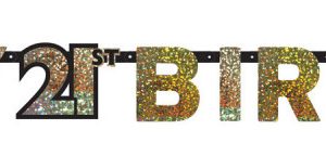 Happy Birthday Gold 21 hologrammos felirat 213 cm