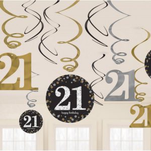 Happy Birthday Gold 21 Szalag dekoráció 12 db-os szett