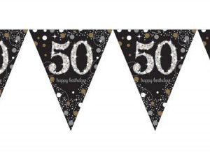 Happy Birthday Gold 50 zászlófüzér 3,96 m