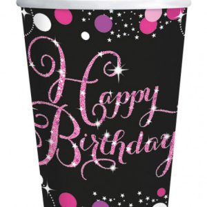 Happy Birthday Pink papír pohár 8 db-os 250 ml