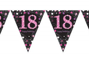 Happy Birthday Pink 18 zászlófüzér 3,96 m