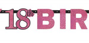 Happy Birthday Pink 18 hologramos felirat 213 cm