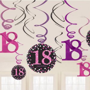 Happy Birthday Pink 18 szalag dekoráció 12 db-os szett