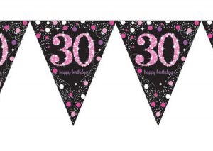 Happy Birthday Pink 30 zászlófüzér 3,96 m