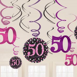 Happy Birthday Pink 50 szalag dekoráció 12 db-os szett