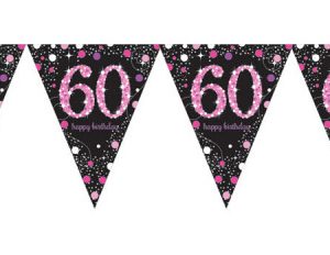 Happy Birthday Pink 60 zászlófüzér 3,96 m