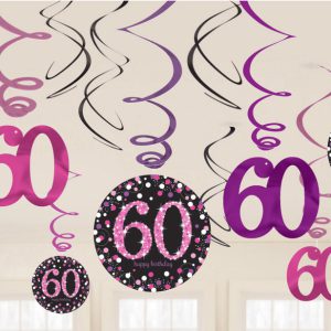 Happy Birthday Pink 60 szalag dekoráció 12 db-os szett