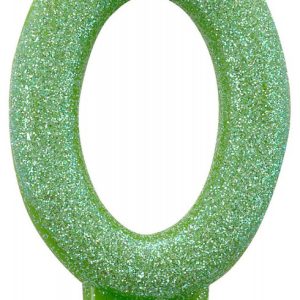 Színes Green csillogó tortagyertya, számgyertya 0-ás