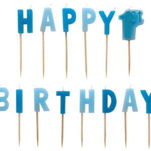 First Birthday Boy tortagyertya, gyertya szett 14 db-os