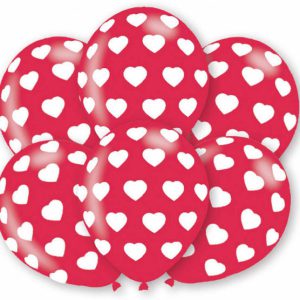 Szives Red léggömb, lufi 6 db-os 11 inch (27,5cm)