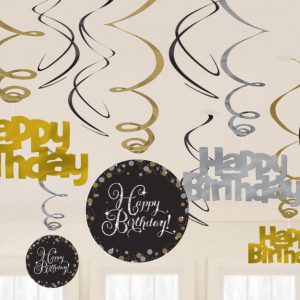 Happy Birthday Gold Szalag dekoráció 12 db-os szett