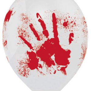 Halloween Bloody Hand léggömb, lufi 6 db-os 10 inch (25,4 cm)