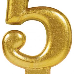 Arany Gold számgyertya, tortagyertya 5-ös