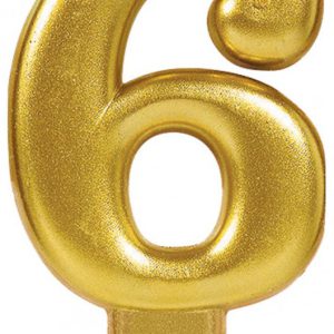 Arany Gold számgyertya, tortagyertya 6-os