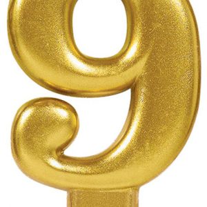 Arany Gold számgyertya, tortagyertya 9-es