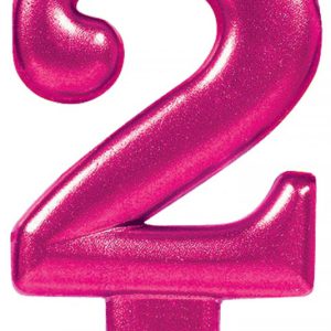 Rózsaszín Pink számgyertya, tortagyertya 2-es