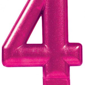 Rózsaszín Pink számgyertya, tortagyertya 4-es