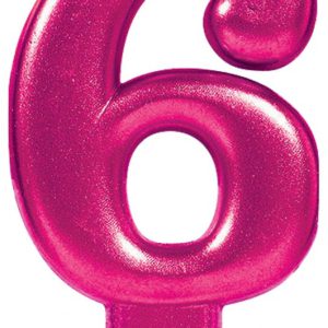 Rózsaszín Pink számgyertya, tortagyertya 6-os